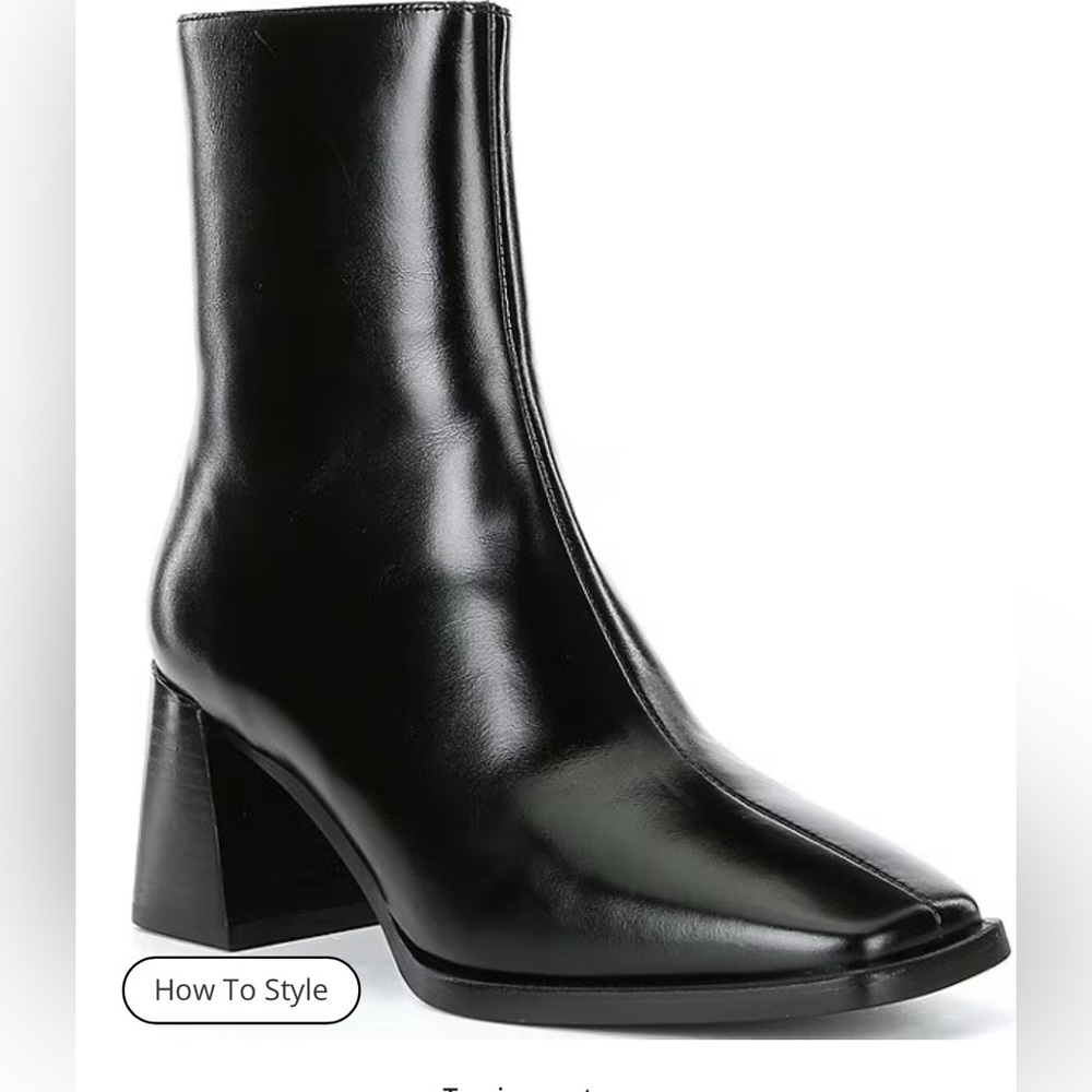 Jeffrey Campbell Sherpal Bootie— Black Leather Ankle Height Block Heel Boots